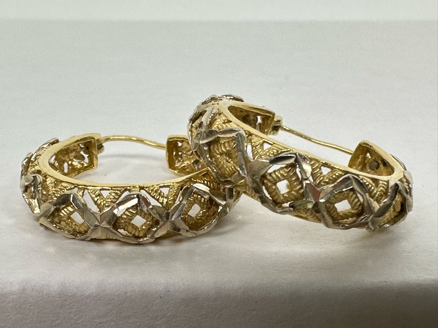 Pair Of 14K Gold Hoop Earrings 5.6g [Photo 4]
