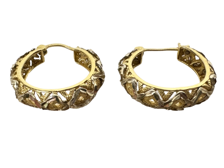 Pair Of 14K Gold Hoop Earrings 5.6g [Photo 2]