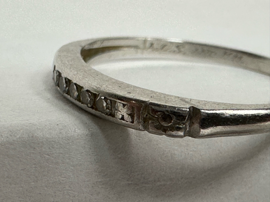 Platinum Diamond Ring Size 5 3/4 1.6g [Photo 15]