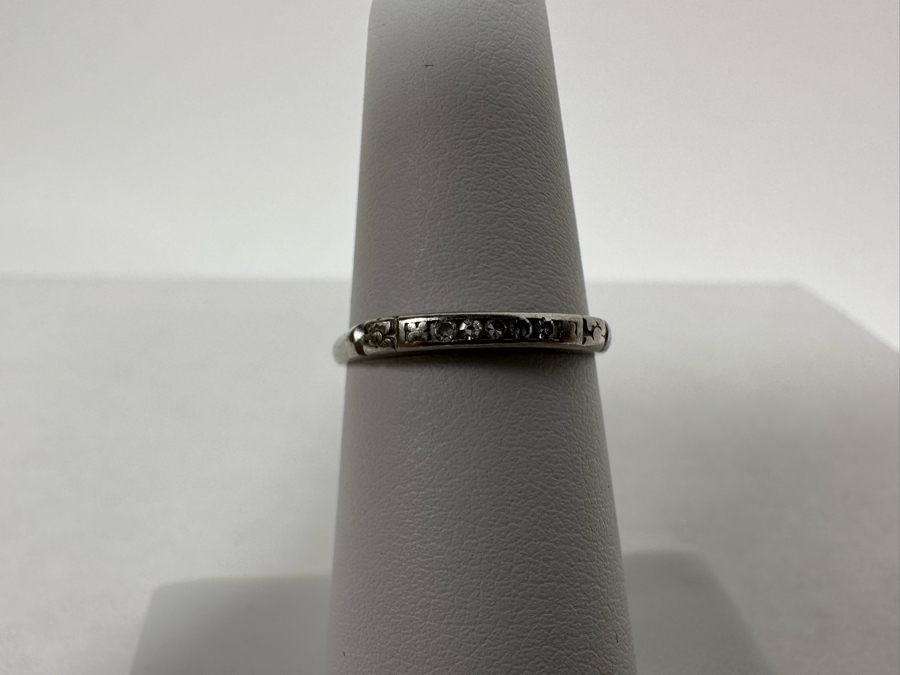 Platinum Diamond Ring Size 5 3/4 1.6g [Photo 6]