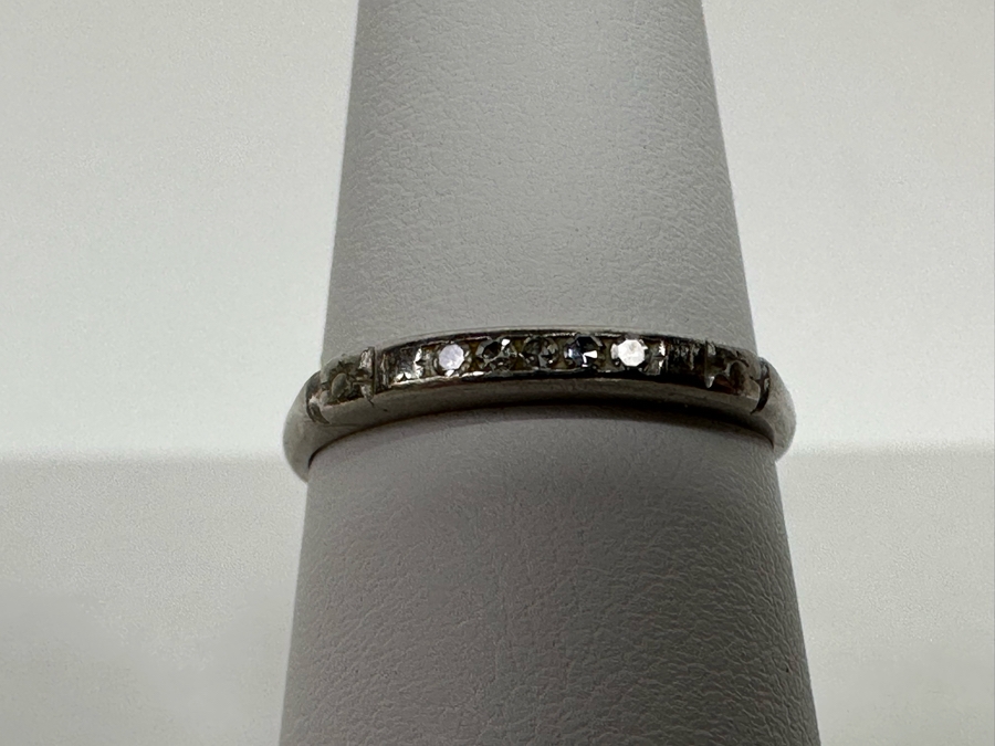 Platinum Diamond Ring Size 5 3/4 1.6g [Photo 4]