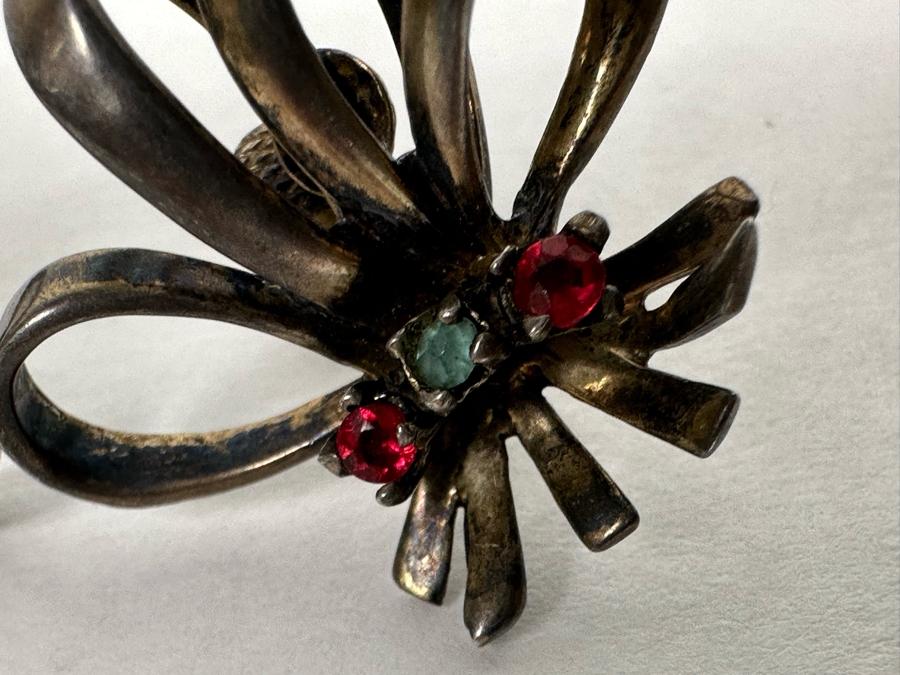 Vintage Sterling Silver Screwback Earrings With Stones 11.2g [Photo 8]