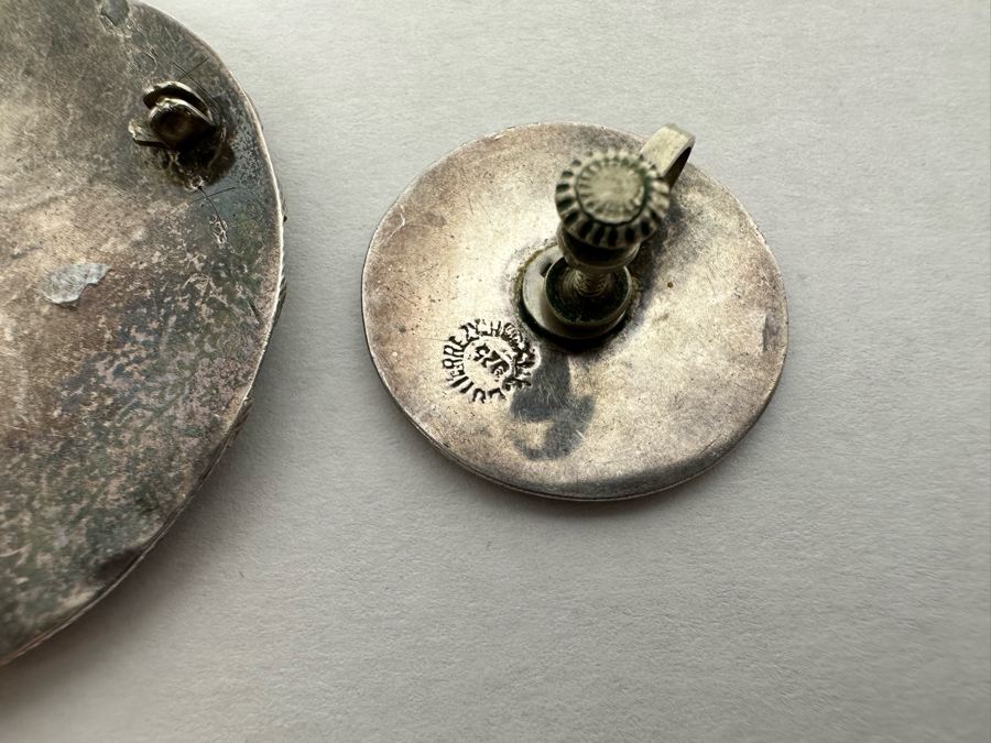 Taxco Sterling Silver Signed CP Mexican Pendant And Screwback Earring Set 24.1g [Photo 10]