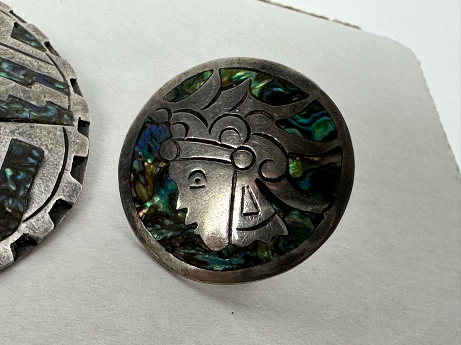 Taxco Sterling Silver Signed CP Mexican Pendant And Screwback Earring Set 24.1g [Photo 5]