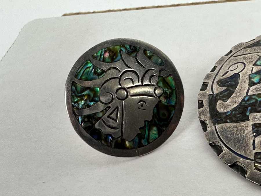 Taxco Sterling Silver Signed CP Mexican Pendant And Screwback Earring Set 24.1g [Photo 6]