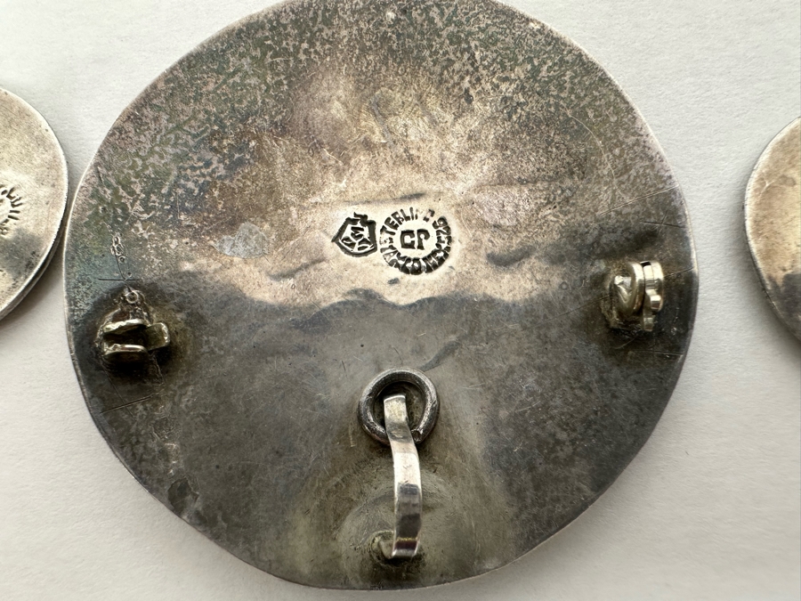 Taxco Sterling Silver Signed CP Mexican Pendant And Screwback Earring Set 24.1g [Photo 7]