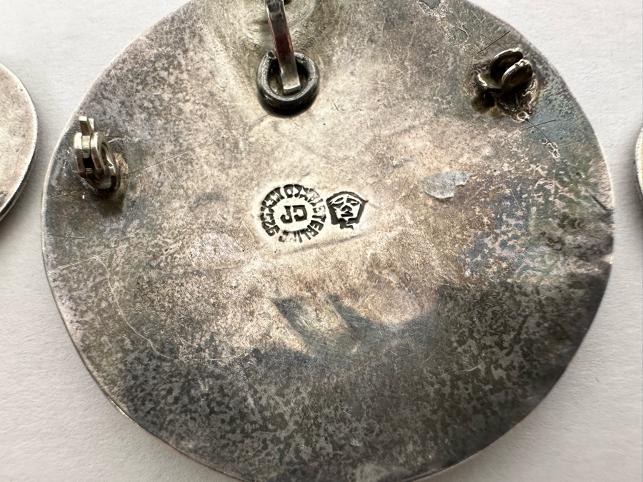 Taxco Sterling Silver Signed CP Mexican Pendant And Screwback Earring Set 24.1g [Photo 9]