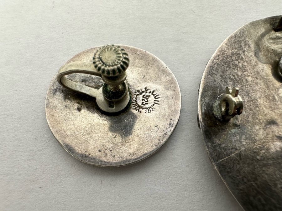 Taxco Sterling Silver Signed CP Mexican Pendant And Screwback Earring Set 24.1g [Photo 11]