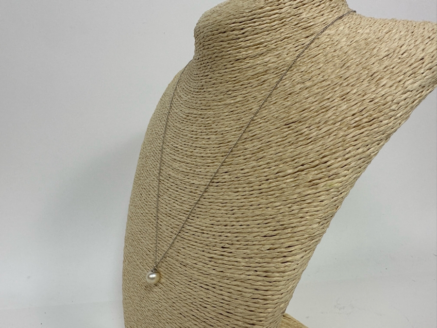 Sterling Silver 19' Chain Necklace With Pearl Pendant 1.8g [Photo 5]