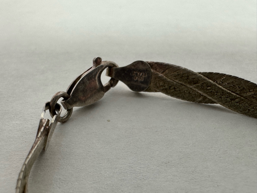 Sterling Silver Jewelry Lot: SS Turquoise Road Runner Tie Tack Pin, SS Turquoise Cactus Tie Tack Pin, SS Bracelet And SS Siam Brooch Pin 18.1g  [Photo 7]