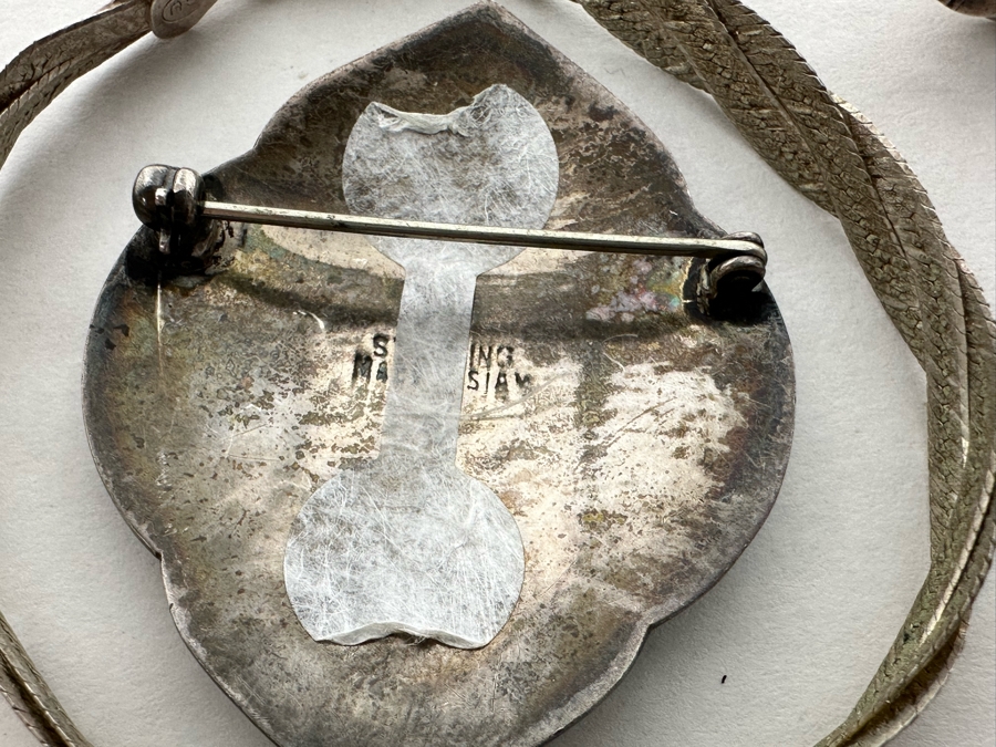 Sterling Silver Jewelry Lot: SS Turquoise Road Runner Tie Tack Pin, SS Turquoise Cactus Tie Tack Pin, SS Bracelet And SS Siam Brooch Pin 18.1g  [Photo 6]