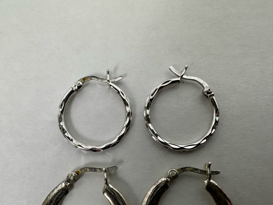 Pair Of Sterling Silver Hoop Earrings 6.6g [Photo 7]