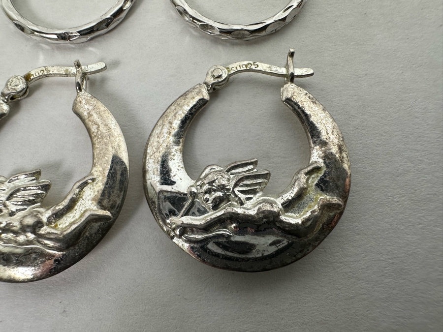 Pair Of Sterling Silver Hoop Earrings 6.6g [Photo 6]