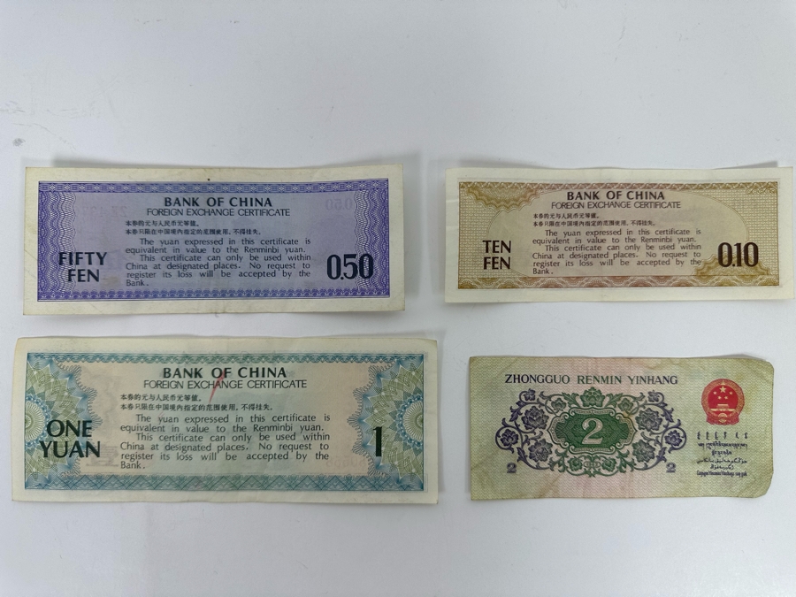Vintage Chinese Currency Bank Of China Foreign Exchange Certificates And 2 Er Jiao Zhongguo Renmin Yinhang [Photo 8]
