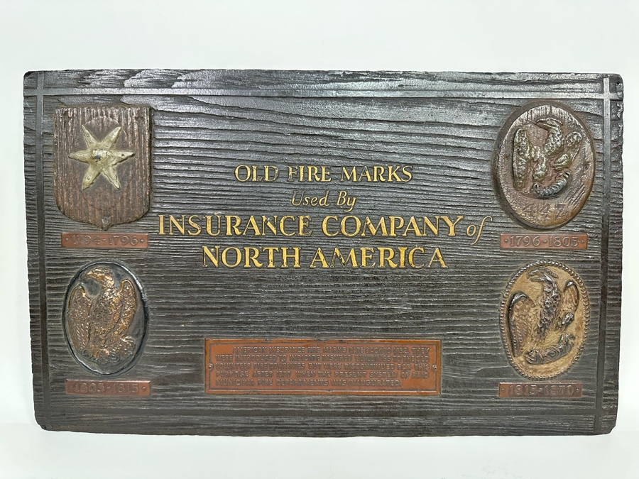 Vintage Sign Of Old Fire Marks Used By Insurance Company Of North America 20.5 X 12.5 [Photo 3]