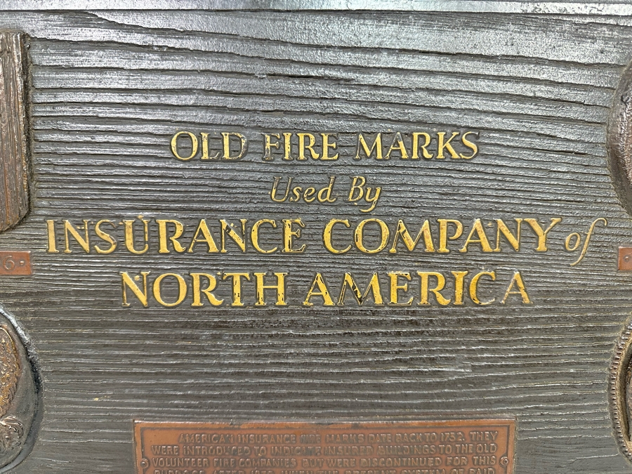 Vintage Sign Of Old Fire Marks Used By Insurance Company Of North America 20.5 X 12.5 [Photo 5]