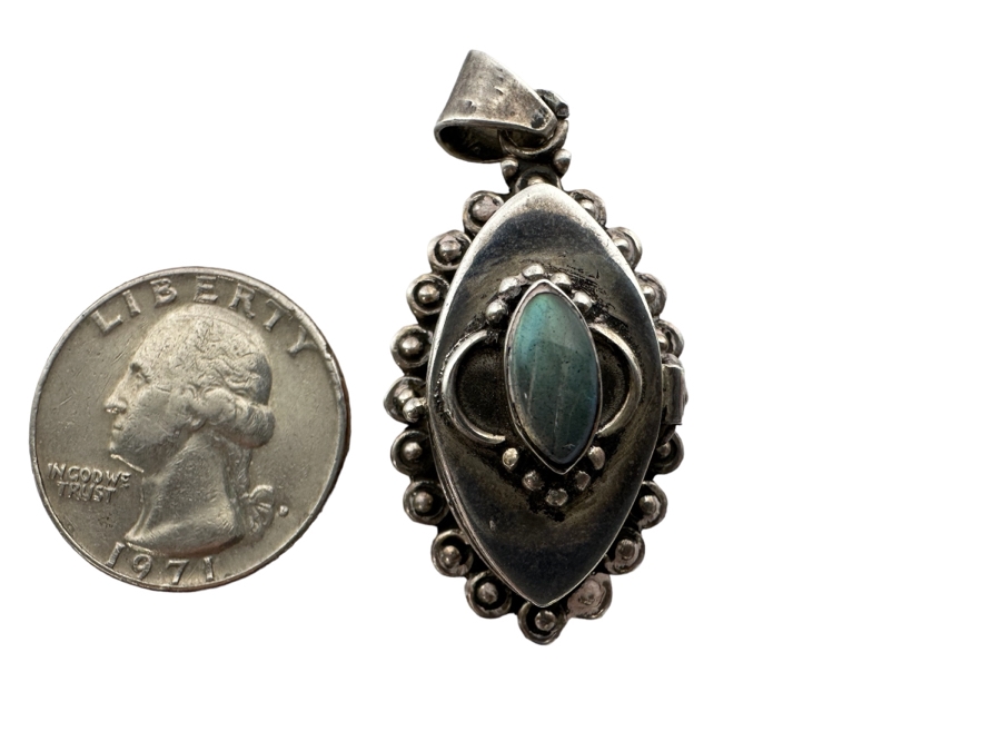 Vintage Sterling Silver Hinged Secret Compartment Poison Pendant 9.8g [Photo 1]