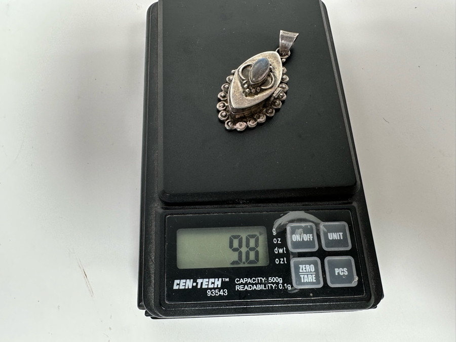 Vintage Sterling Silver Hinged Secret Compartment Poison Pendant 9.8g [Photo 11]