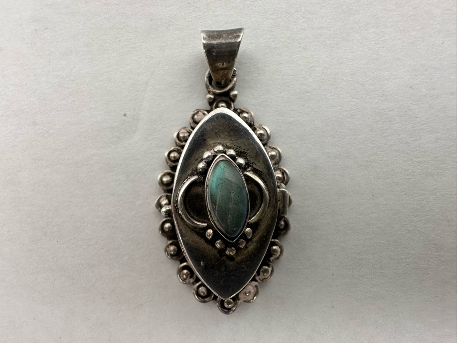 Vintage Sterling Silver Hinged Secret Compartment Poison Pendant 9.8g [Photo 2]