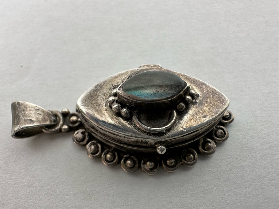 Vintage Sterling Silver Hinged Secret Compartment Poison Pendant 9.8g [Photo 5]