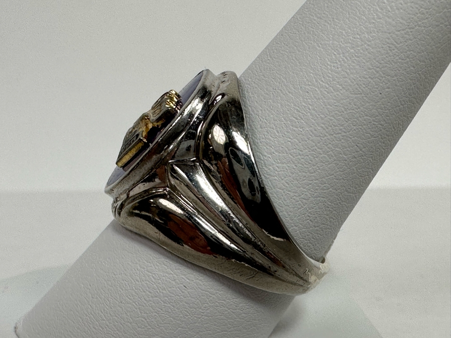 Sterling Silver Moose Lodge Ring Size 9.5 12.8g [Photo 9]