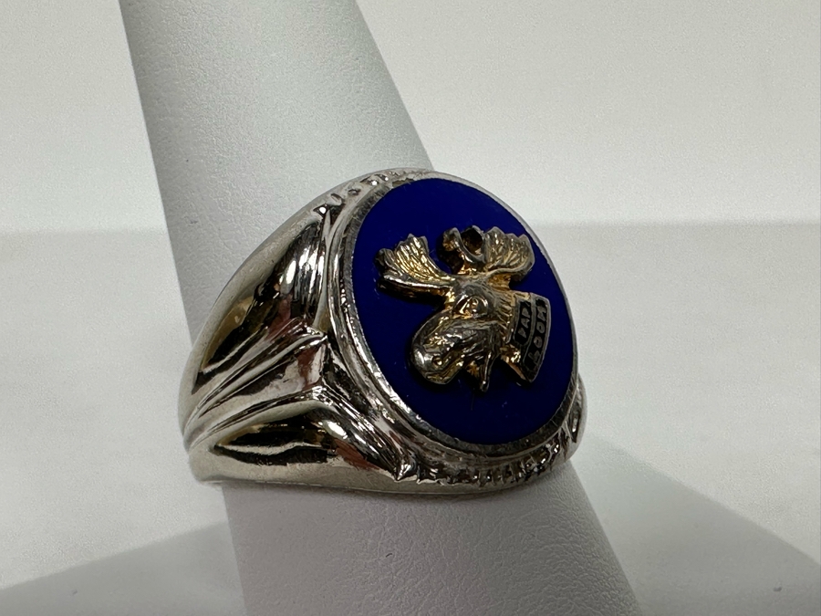 Sterling Silver Moose Lodge Ring Size 9.5 12.8g [Photo 4]