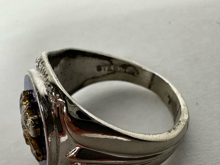 Sterling Silver Moose Lodge Ring Size 9.5 12.8g [Photo 11]