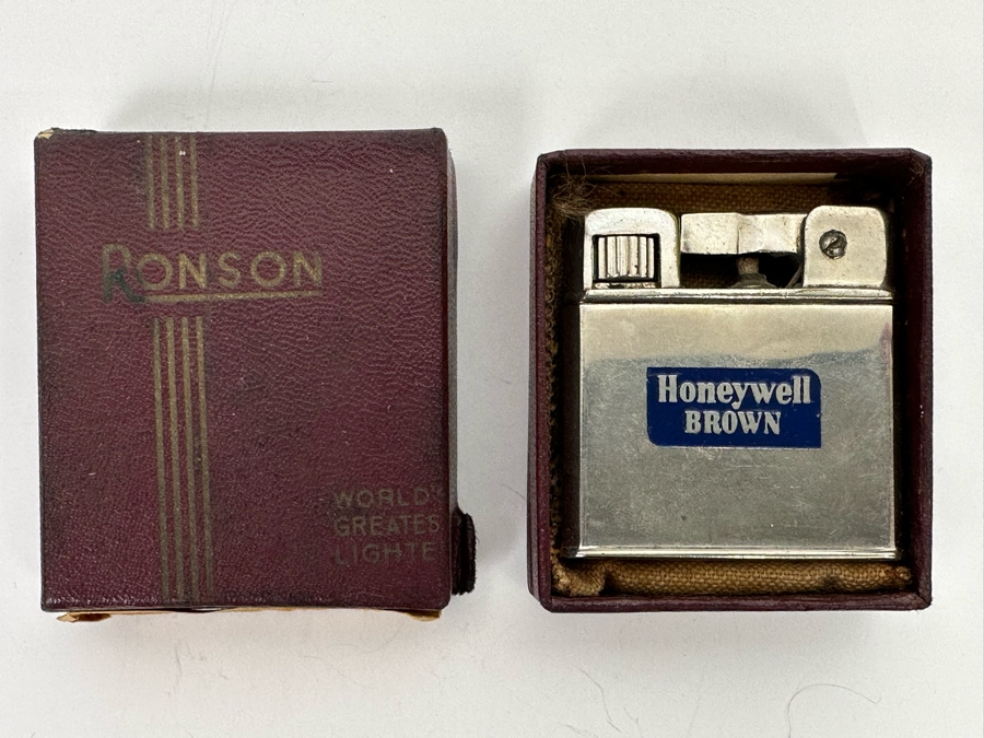 Honeywell Brown Advertisement Ronson Lighter With Original Box [Photo 2]