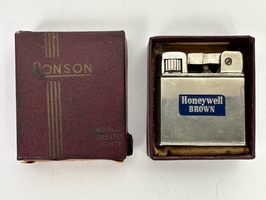 Honeywell Brown Advertisement Ronson Lighter With Original Box [Photo 3]