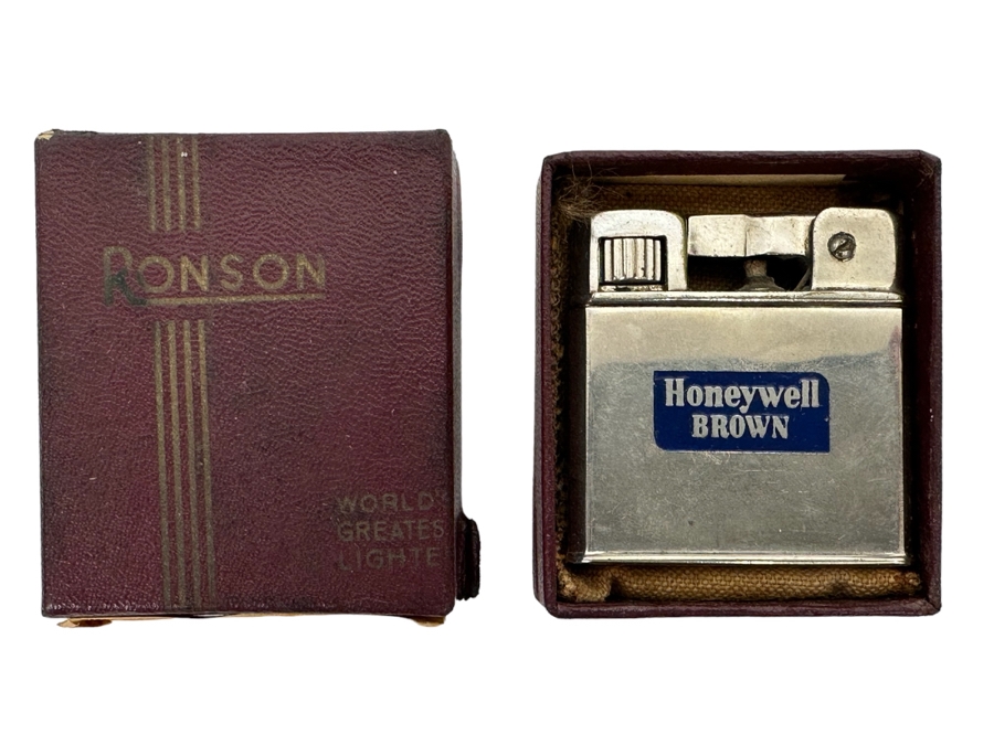 Honeywell Brown Advertisement Ronson Lighter With Original Box
