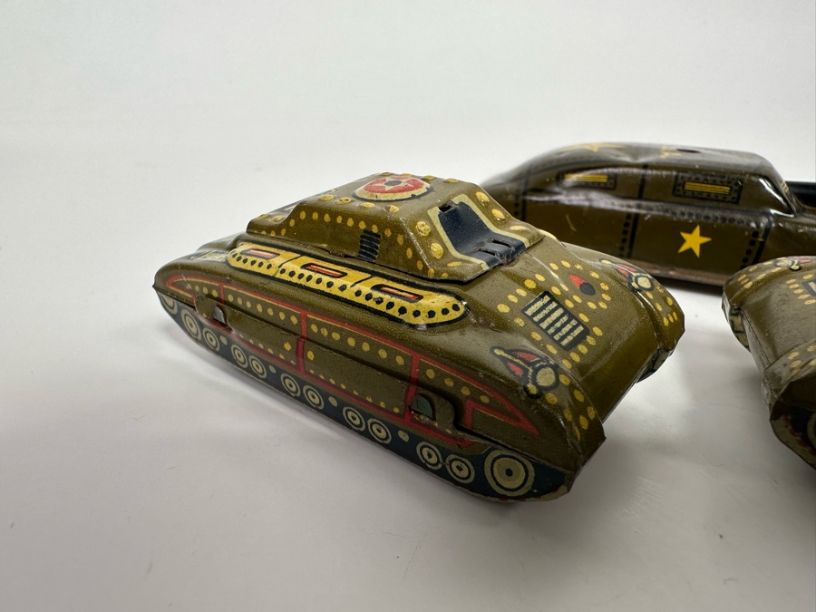 Pair Of Japanese Tin Litho Tanks, Barclay / Manoil US Army Metal Toy Tank And Argo Friction Metal Military Toy Vehicle [Photo 12]