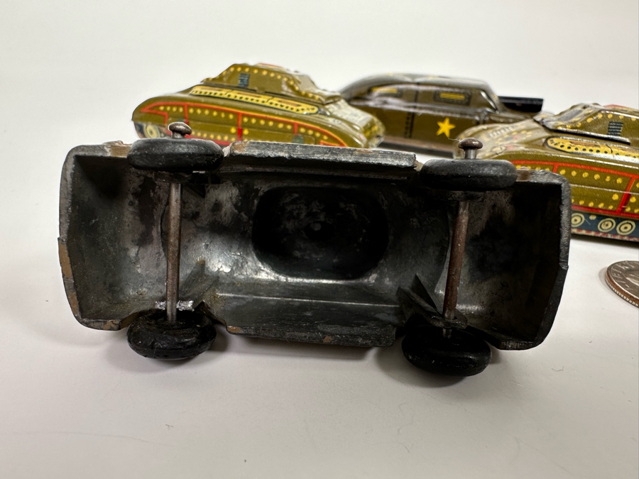 Pair Of Japanese Tin Litho Tanks, Barclay / Manoil US Army Metal Toy Tank And Argo Friction Metal Military Toy Vehicle [Photo 8]