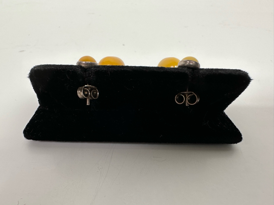 Vintage Sterling Silver Butterscotch Amber Pendant Brooch With Matching Earrings 19.8g Retails $395 [Photo 10]