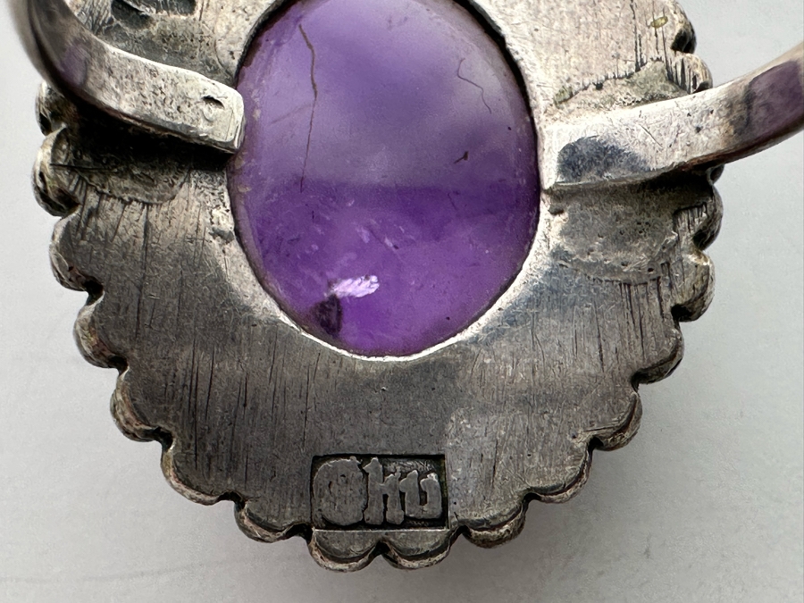Signed Chinese Sterling Silver Amethyst Ring Size 5 5g [Photo 12]