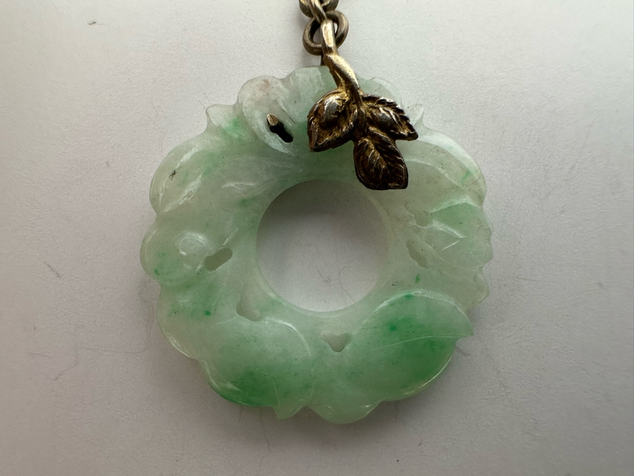 Chinese Vermeil Carved Jadeite Pendant 3.4g [Photo 8]