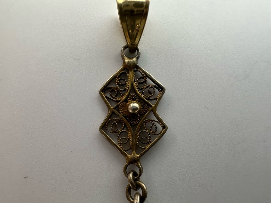 Chinese Vermeil Carved Jadeite Pendant 3.4g [Photo 7]