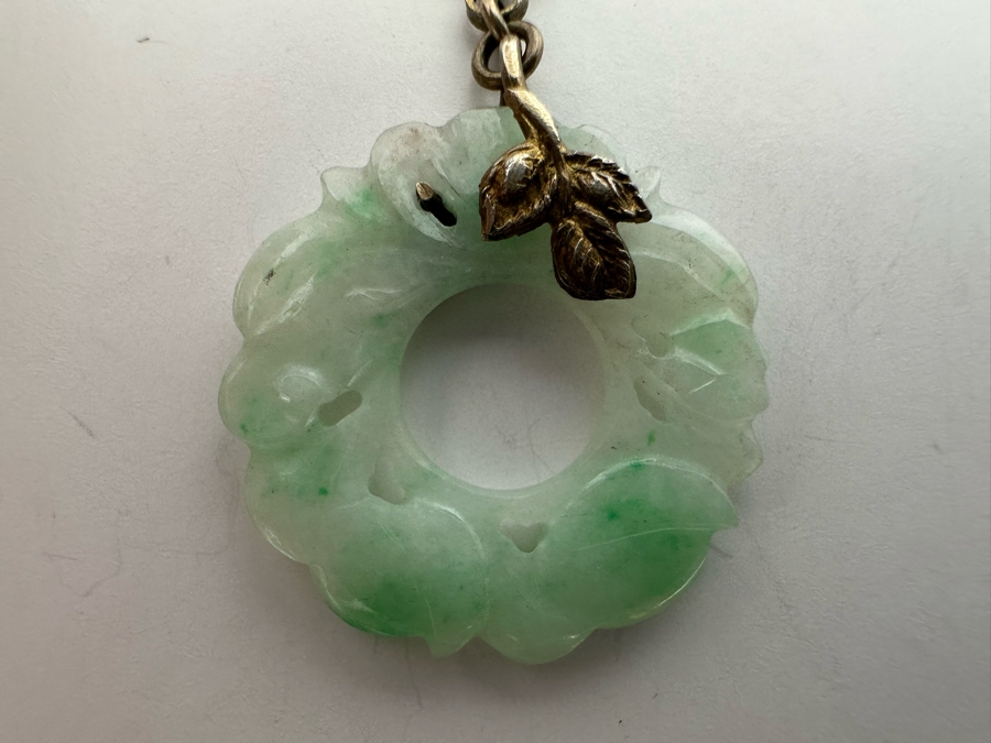 Chinese Vermeil Carved Jadeite Pendant 3.4g [Photo 9]