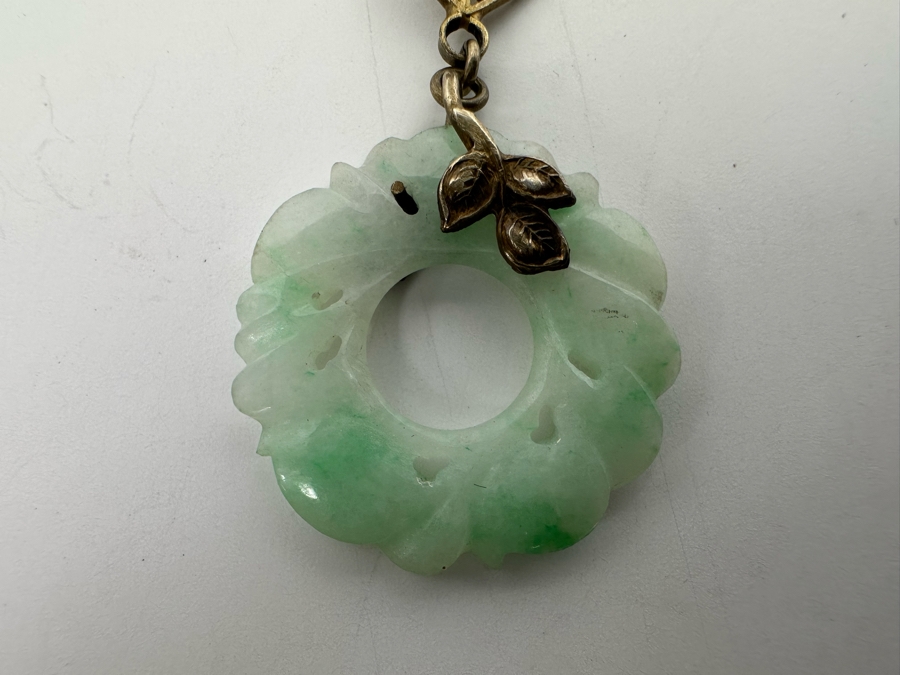 Chinese Vermeil Carved Jadeite Pendant 3.4g [Photo 10]