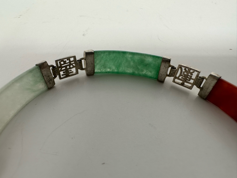 Sterling Silver Jadeite Bracelet 13.3g [Photo 5]