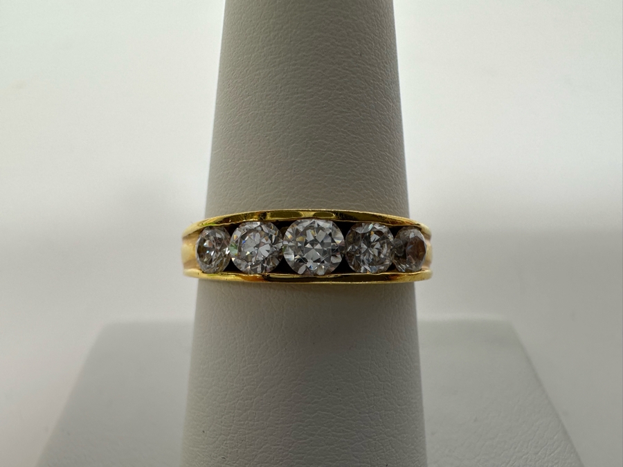 14K Gold CZ Band Ring Size 8 1/4 3.2g Retails $450 [Photo 4]