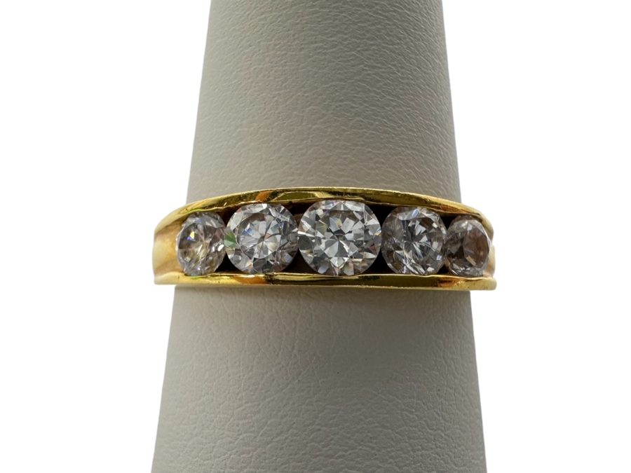 14K Gold CZ Band Ring Size 8 1/4 3.2g Retails $450