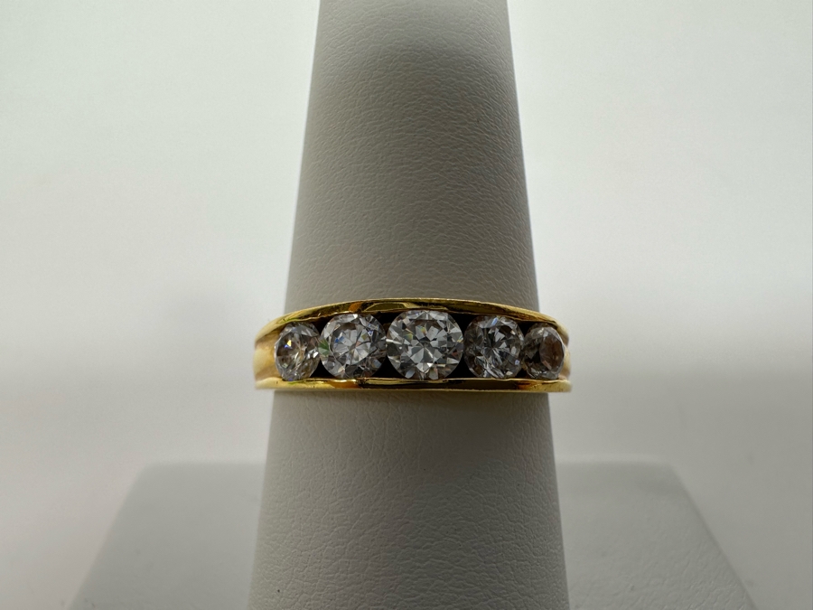 14K Gold CZ Band Ring Size 8 1/4 3.2g Retails $450 [Photo 3]