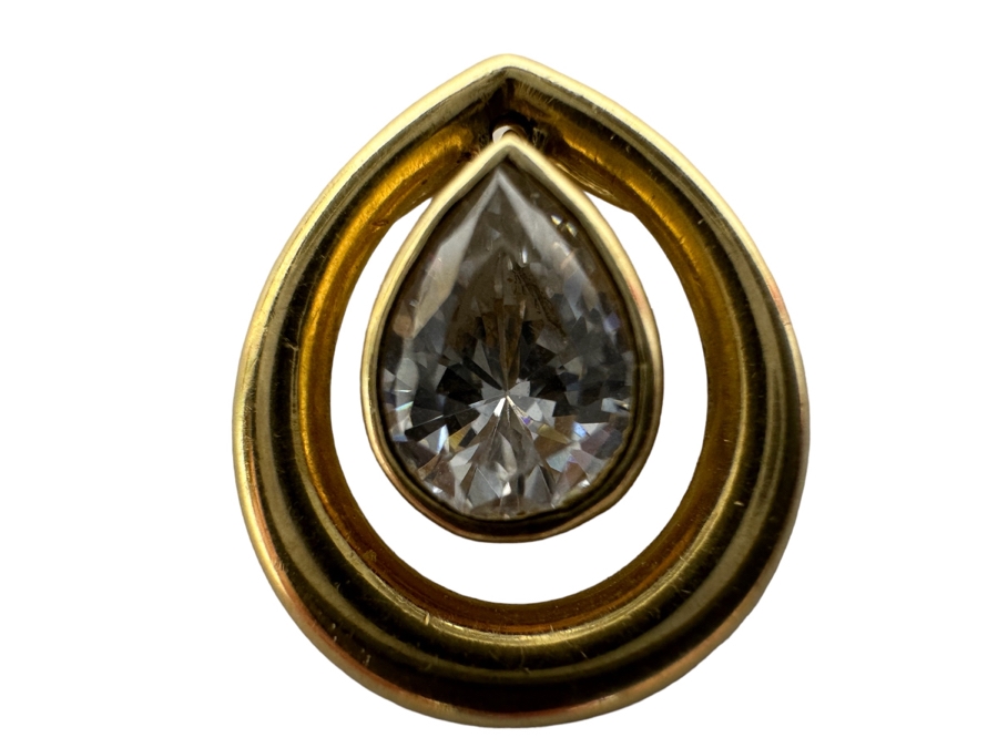 14K Gold White Sapphire Pendant 1.45g Retals $240