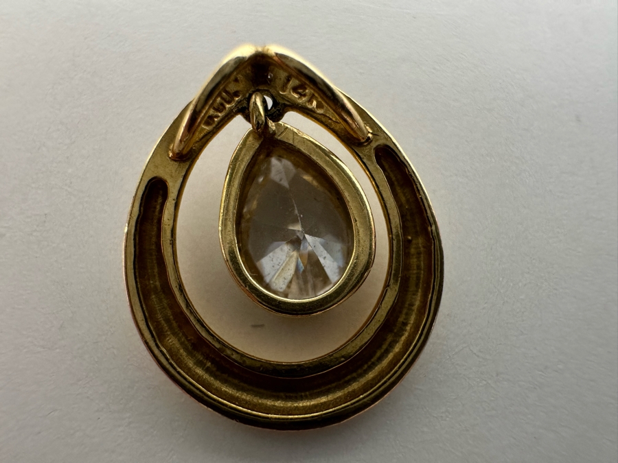 14K Gold White Sapphire Pendant 1.45g Retals $240 [Photo 5]