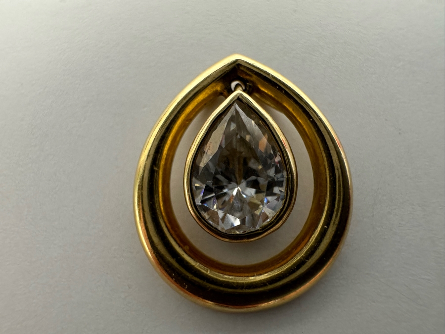 14K Gold White Sapphire Pendant 1.45g Retals $240 [Photo 4]