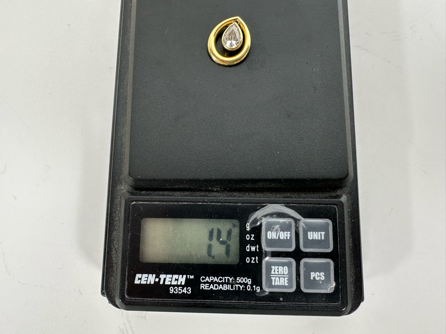 14K Gold White Sapphire Pendant 1.45g Retals $240 [Photo 7]