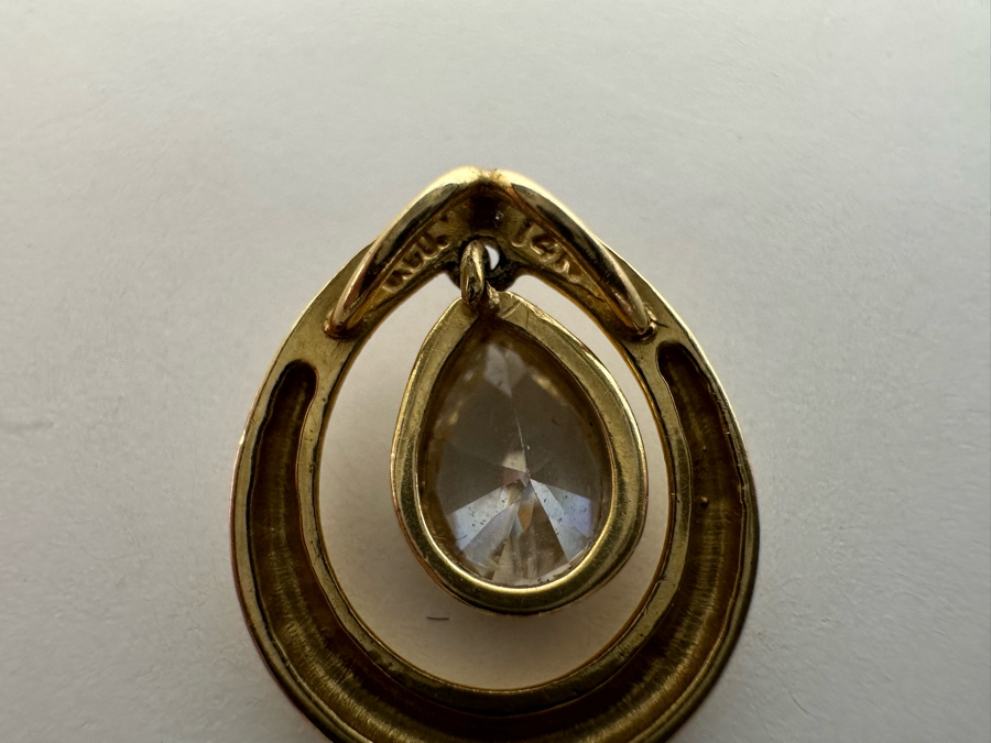 14K Gold White Sapphire Pendant 1.45g Retals $240 [Photo 6]