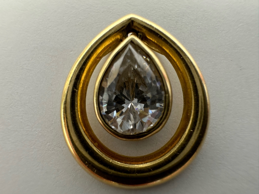 14K Gold White Sapphire Pendant 1.45g Retals $240 [Photo 2]