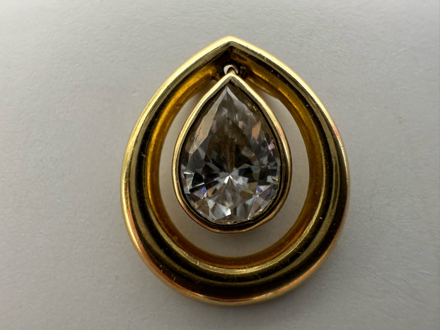 14K Gold White Sapphire Pendant 1.45g Retals $240 [Photo 3]