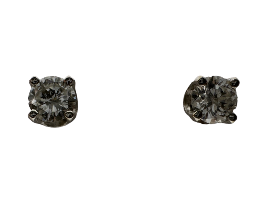 14K White Gold Diamond Stud Earrings .84g .35 CTTW I1 G-H Retails $800